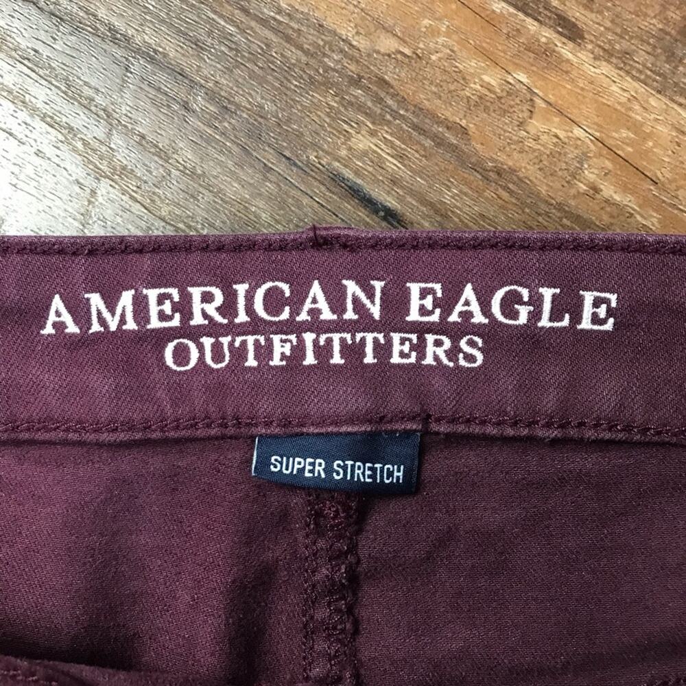 American Eagle Hi Rise Shortie Shorts Burgundy 6 - Picture 3 of 6